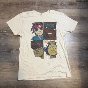 Gorillaz Band Graphic T-Shirt Cream Pacific Mens Medium 2-D Russel Murdoc Noodle